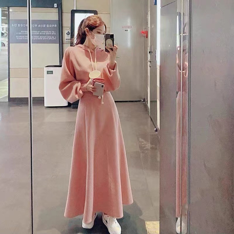 Two pieces suit women's ins gentle temperament 2023 Spring and Autumn Winter short hoodies A- line skirt suit