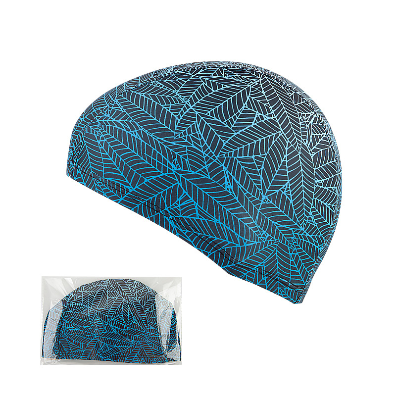 Picture of Swimming cap adult cloth cap swimming cap polyester nylon four needle six thread unisex large swimming belt paper card wholesale