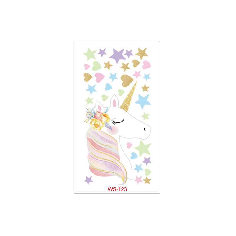 Picture of Unicorn Tattoo Sticker Original Children's Cute Cartoon Doll Birthday Rainbow Little Pegasus Waterproof Temporary Sticker