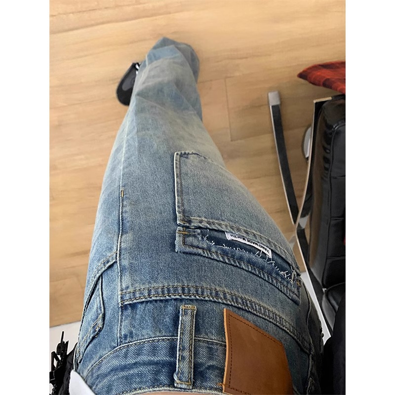 plus size fleece-lined Thickened Straight Jeans Women's Autumn and Winter New chubby girl High Waist Loose Slimming Wide Leg Floor Trousers