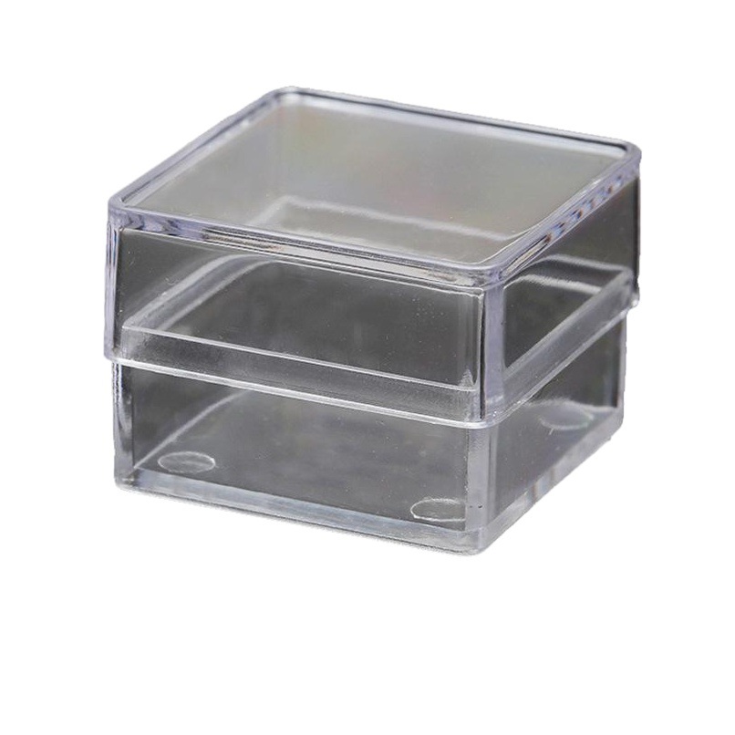 Square transparent sample box transparent plastic box mini covered PS plastic box crystal box 3*3*2.2cm