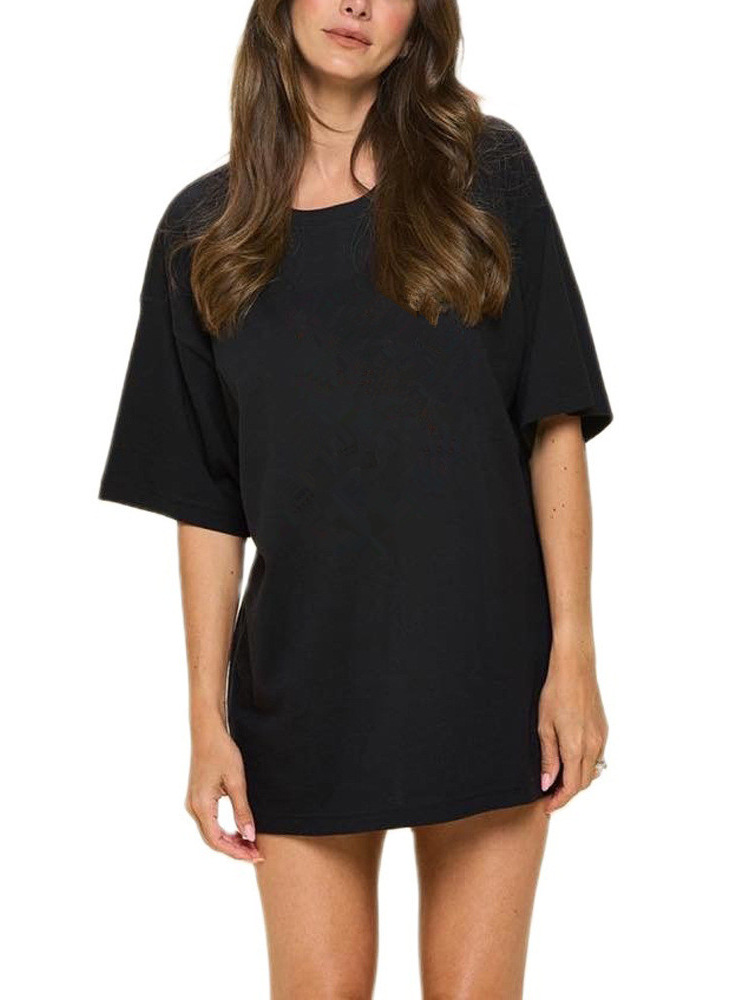Cross-border Women's Clothing Amazon wish European and American Fashion New 2025 Spring and Summer Round Neck Loose Casual Short-sleeved T-shirt