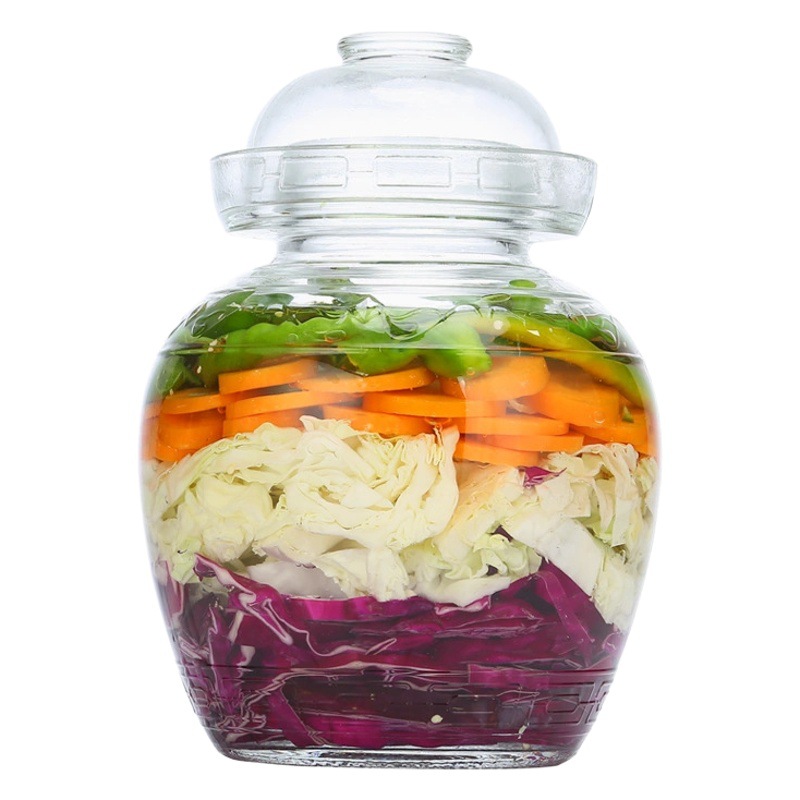 Picture of Sealed glass pickle jar transparent pickle jar thickened large household pickle pickle jar with lid for wholesale