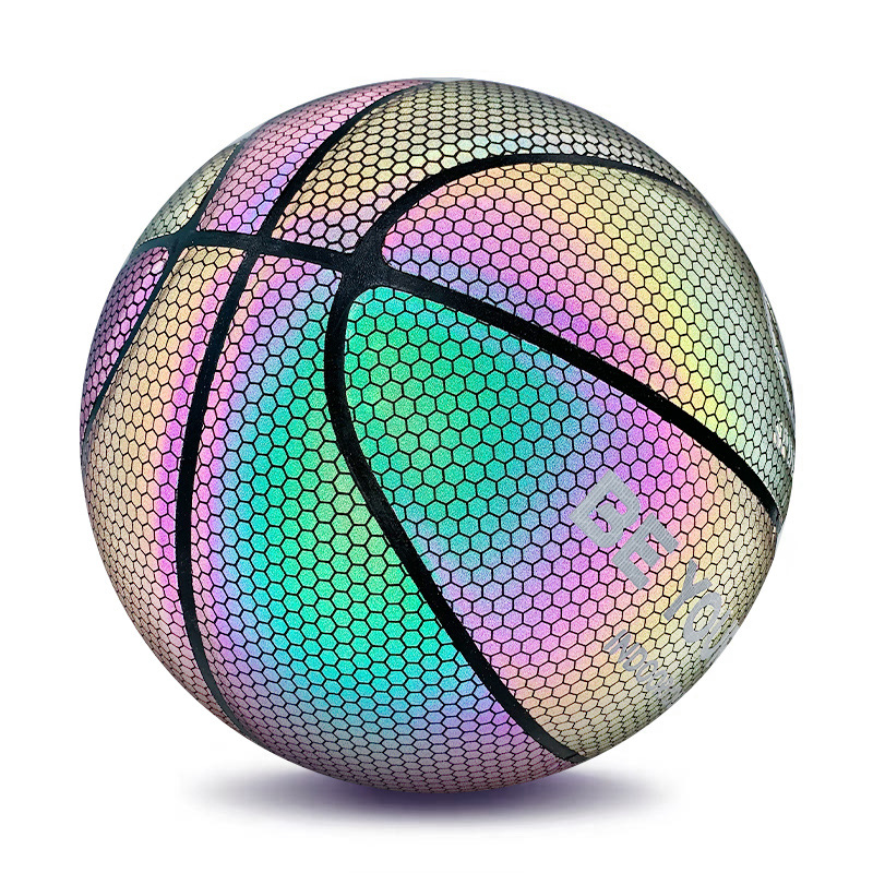 Picture of Cross-border reflective basketball trembles luminous luminous color pu moisture absorption 7 adult ball manufacturers customized a generation of hair