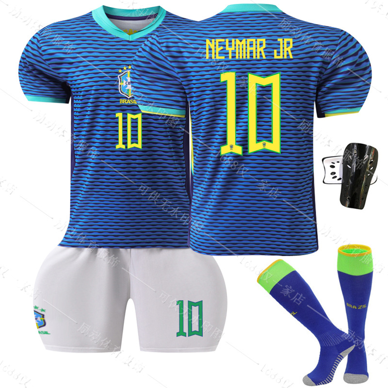 2024 European Cup football uniform suit Brazil away team uniform blue No. 10 Neymar jersey 20 venius