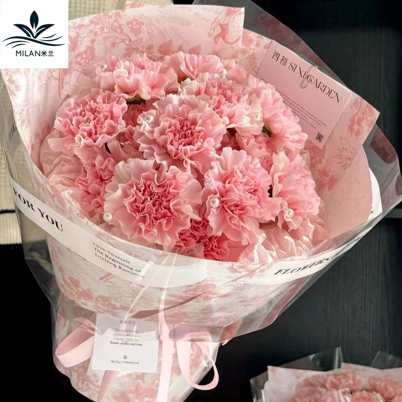 Mother's Day carnation bouquet wrapping paper European retro Kraft paper Internet celebrity afternoon Black Tea Flower wrapping paper