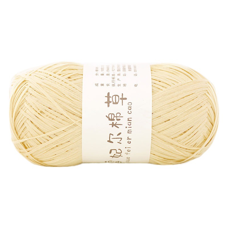 Picture of pure cotton wool snow feier cotton straw bag hat diy hand-woven thread crochet thread crochet thread raffia