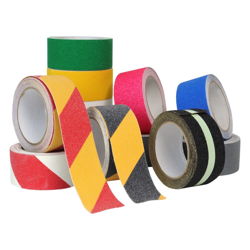 Black Yellow Red White Frosted Traffic Safety PVC Warning Tape PET Floor Stairs Anti-skid Fluorescent Warning Tape