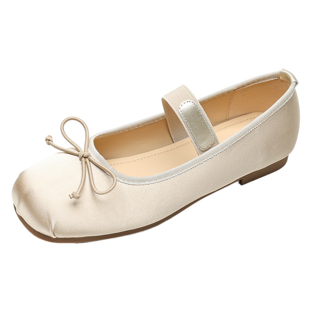 Weiwei girl 222-1 flat single-layer shoes women's low-cut one-strap Mary Jane shoes cute bow ballet shoes
