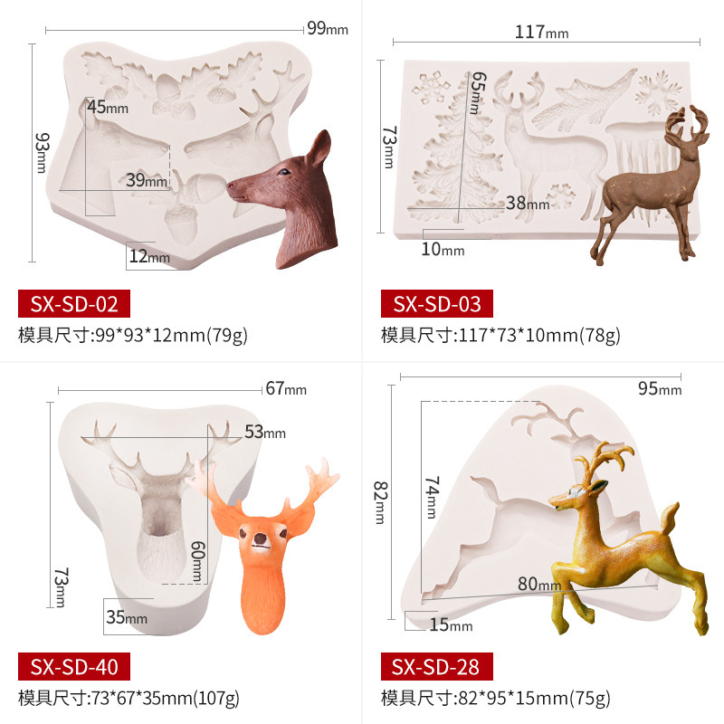 Picture of Sanxin Elk Flip Sugar Silicone Christmas Cake Mold Chocolate Decoration Mold DIY Baking Utensils