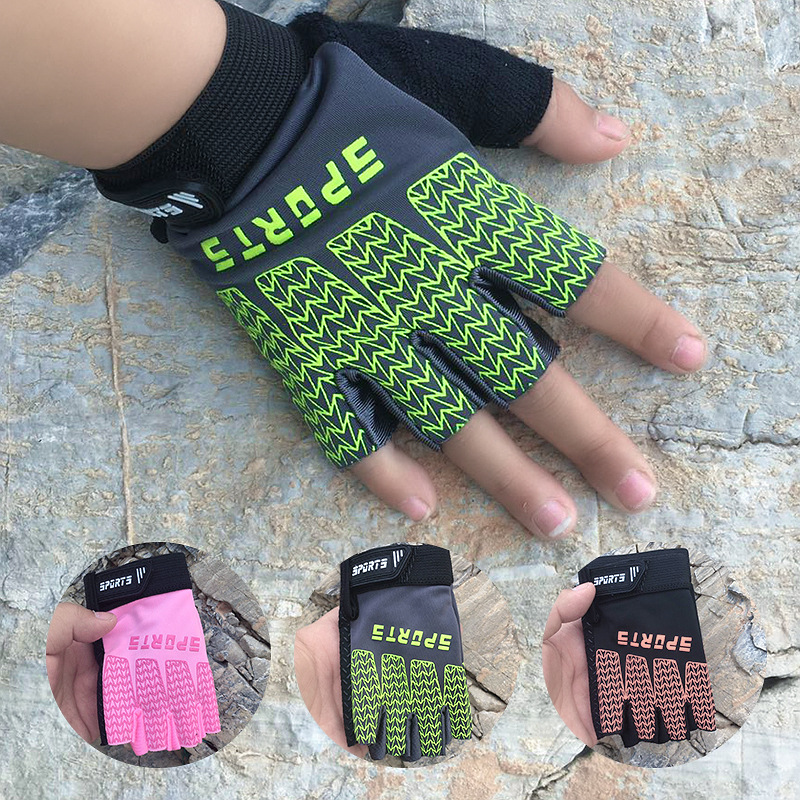 Picture of Children's Half-Finger Gloves Bicycle for Middle-large Children Unisex Autumn Non-slip Outdoor Balance Mountain Bike Riding Style