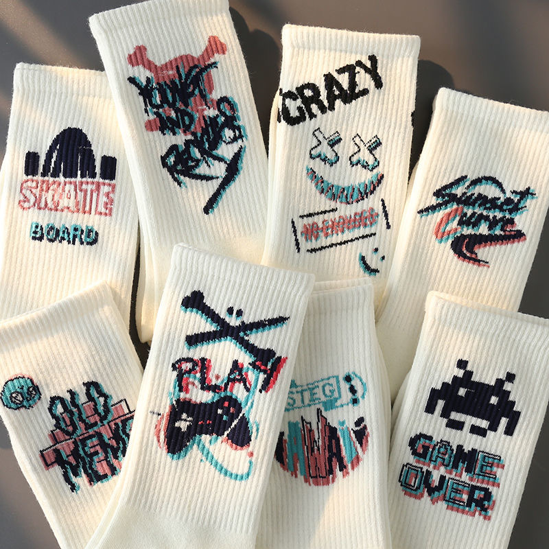 Cross-border New Style Socks Punk Style Mid-tube Socks Men's Hip-hop Socks Mid-tube Cyberpunk Style Women's Stockings