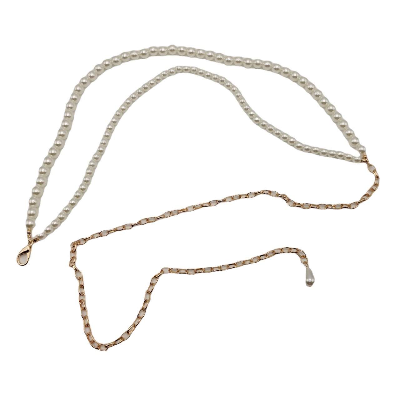 European and American cross-border jewelry fashion imitation pearl waist chain Women's retro multi-layer sexy hot metal body chain wholesale