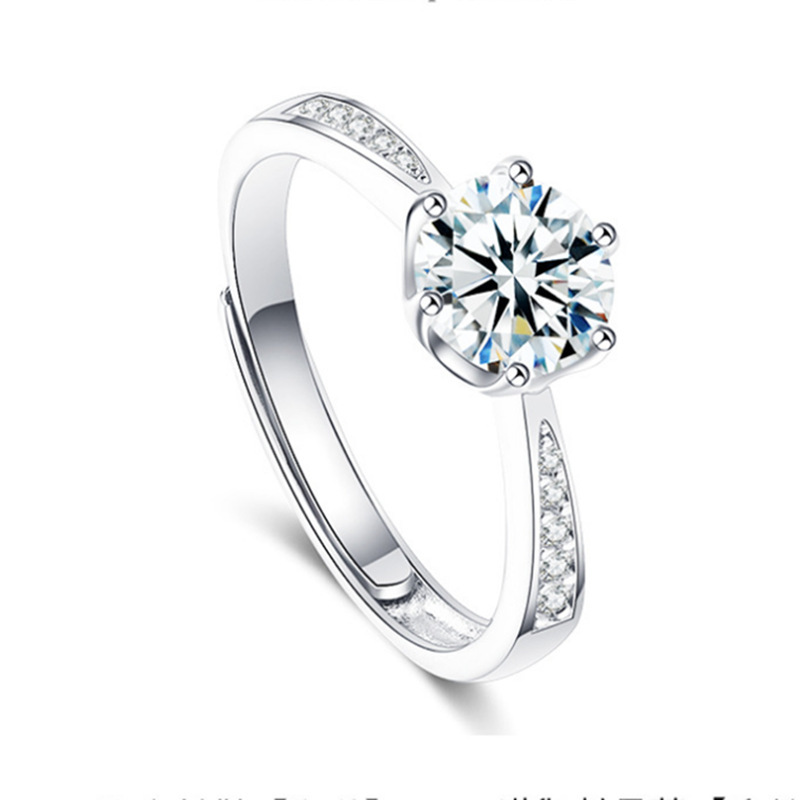 Copper inlaid zircon factory wholesale live ring female European and American proposal six claw new diamond ring for wedding ring jewelry