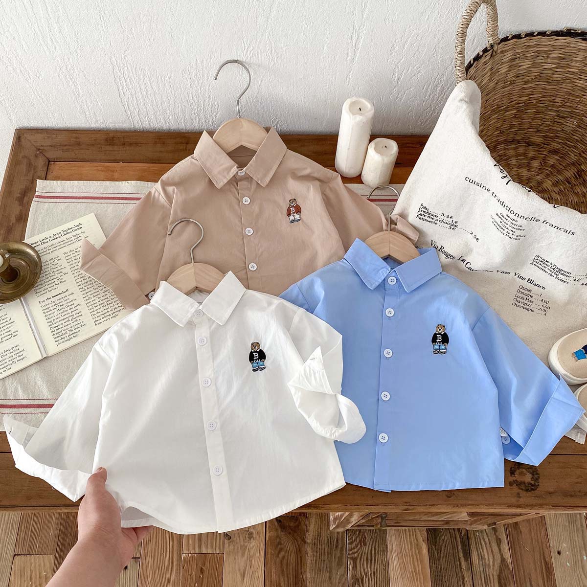 Picture of Boys' Spring Clothes Solid Color Shirt 2025 New Baby's Spring Cartoon Long-sleeved Shirt Outgoing Stylike Clothes All-match Trendy