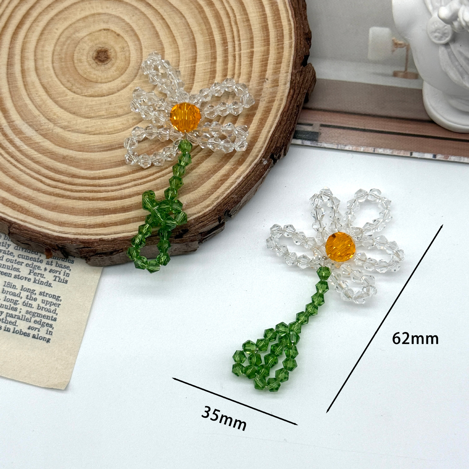 Picture of Handmade DIY woven sunflower flower semi-finished earrings, hair accessories, bags, pendants, accessories