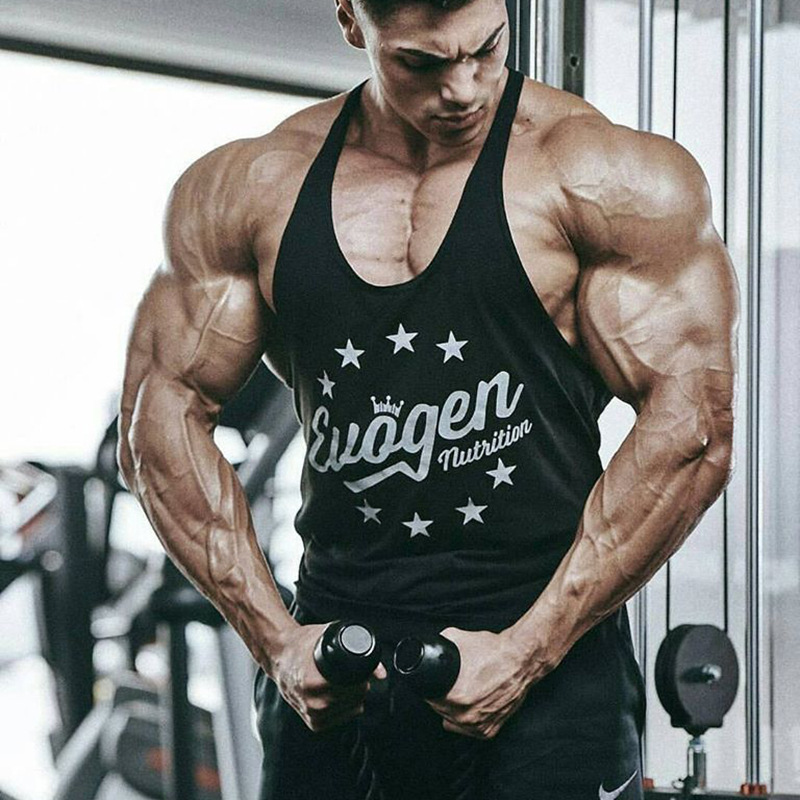 Cross-border Muscle Fitness New Sports Printed Vest Summer Running Training Sleeveless Vest for Men Drop Shipping