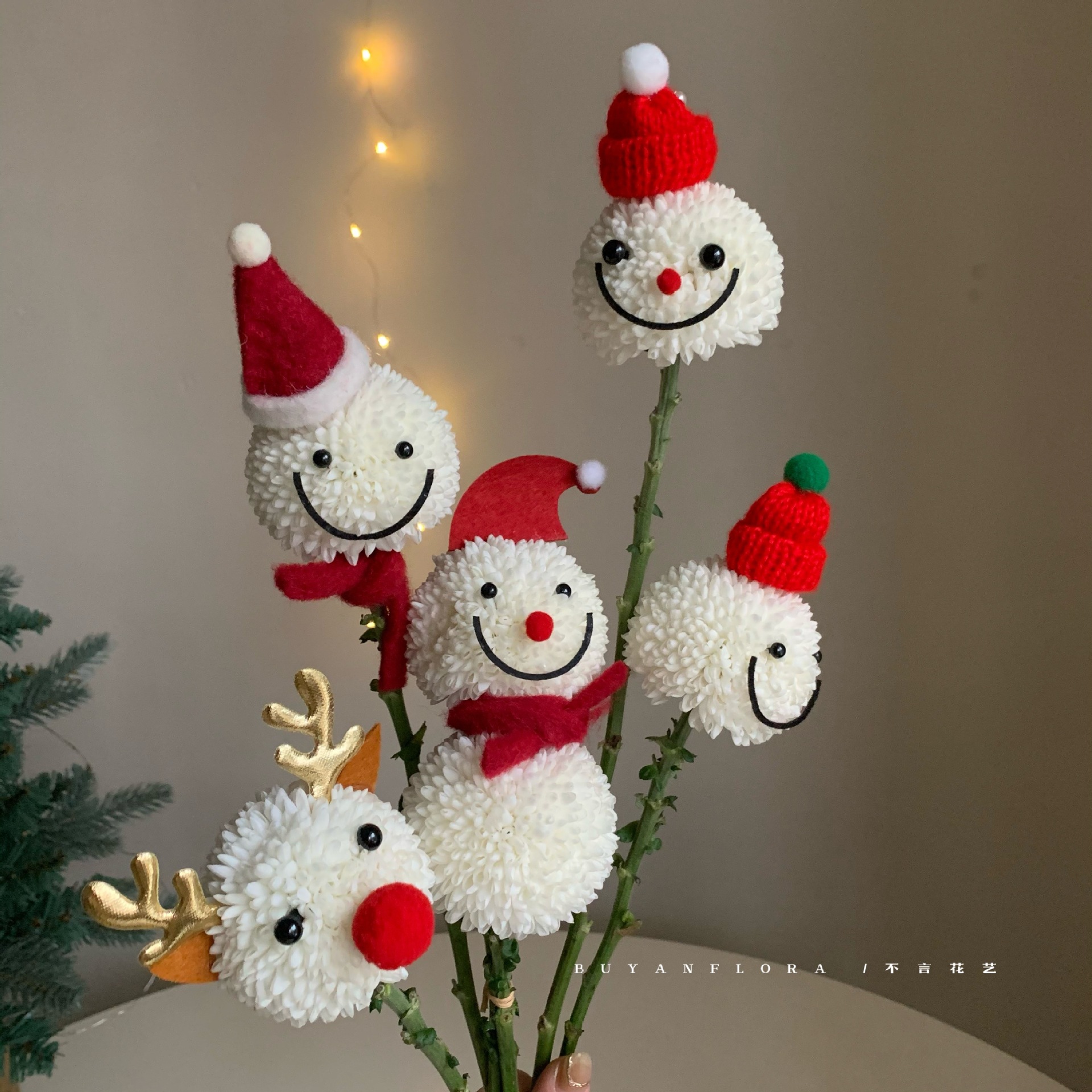 Christmas ping pong chrysanthemum decoration all kinds of crowd cartoon expression bag smiley face DIY handmade bouquet material full set