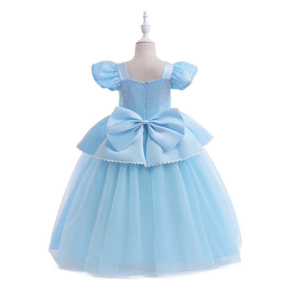 Cinderella Princess Dress Girls cosplay Gown Mesh Shruffled dress Sophia Long Hair Children's Gown