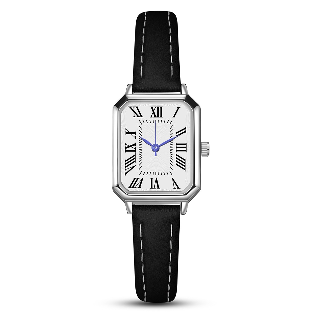 Foreign Trade Hot Selling Fashion Women's Watch Casual Leather Watch with Roman Scale Simple Square Quartz Watch for Women
