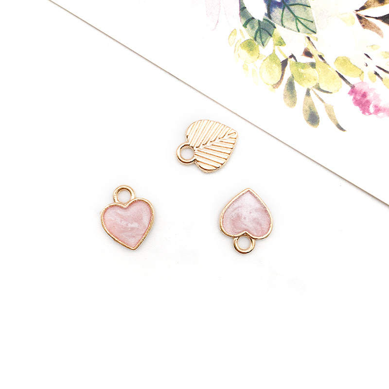 Picture of 1 K-Style of Oil Dripping Peach Heart-Shaped Pendant DIY Zinc Alloy Pendant Earrings Necklace 11mm Jewelry Accessories Material
