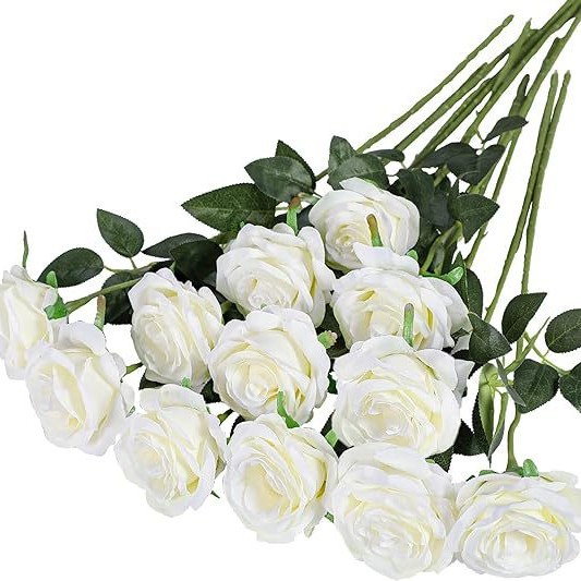 Picture of Simulated Rose Single Stem Silk Cloth Artificial Flower Wedding Home Auditorium Decoration Bouquet Wholesale Wedding Arrangement