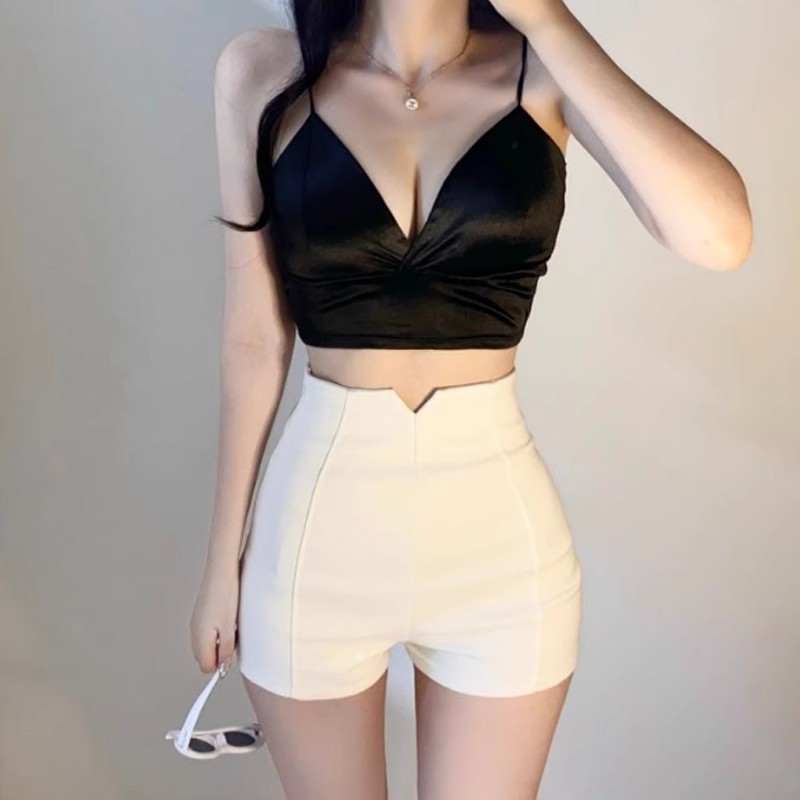 White Triple Shorts Women's Summer 2023 Korean Style High Waist Elastic Tight Sexy Slimming Outer Hip Dancing Hot Pants