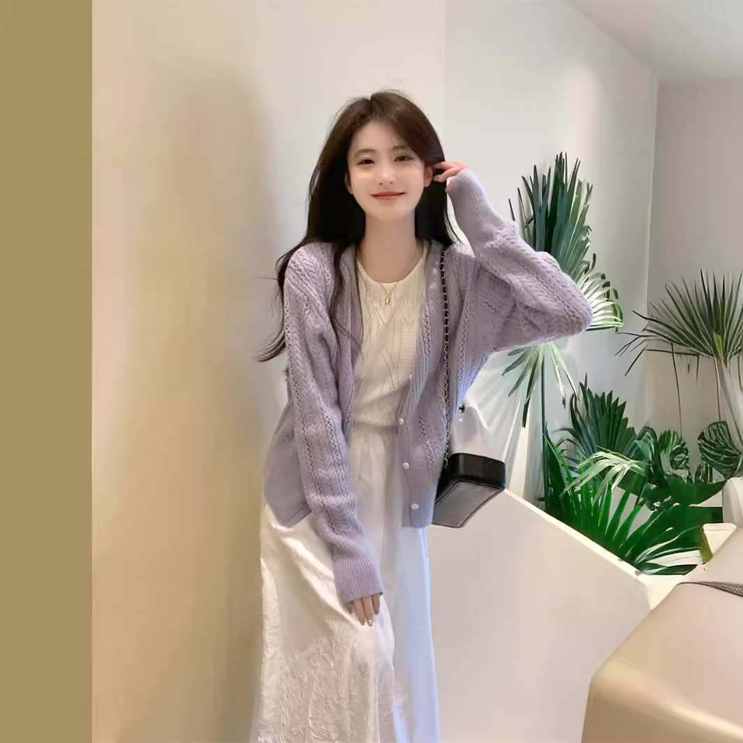 [Shi Mu Xi] Early Spring 2024 Spring New High-grade White Dress Hollow Skirt French Temperament Long Dress