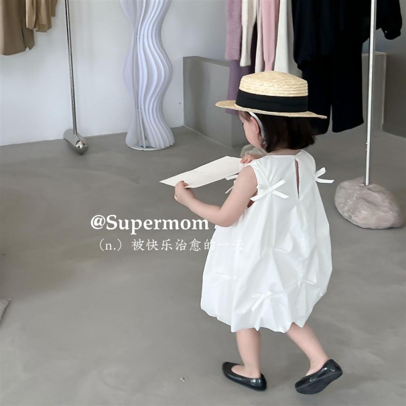 Picture of Children's White Dress 2022 Summer New Girls Korean Style Sweet Fresh Dress Baby Princess Style Thin