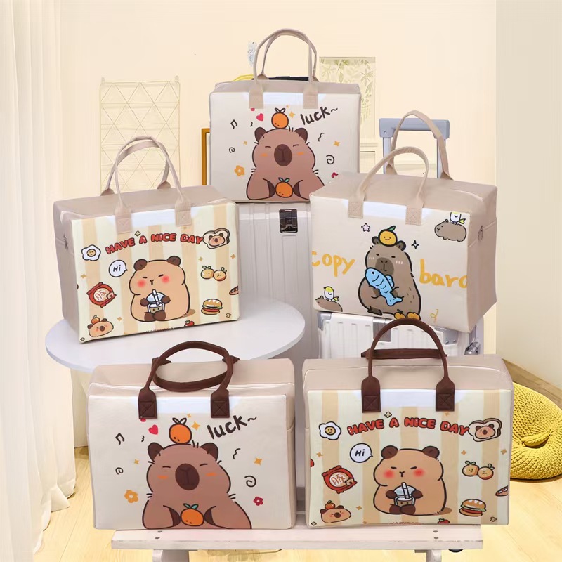 Felt Storage Bag Printed Capybara Cartoon Travel Bag Portable Large Capacity Tote Bag Felt Bag Capybara Bag