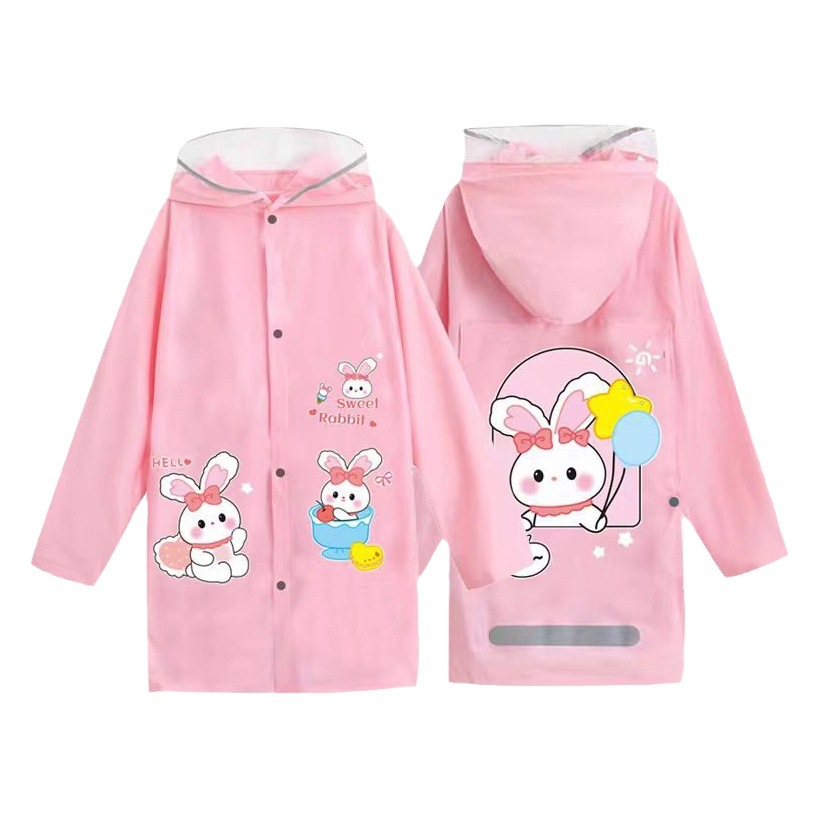 Wholesale Primary and Secondary School Students, Men and Women, Large Schoolbags, Baby Bunny Ponchos, Thickened Long Kindergarten Children's Raincoats