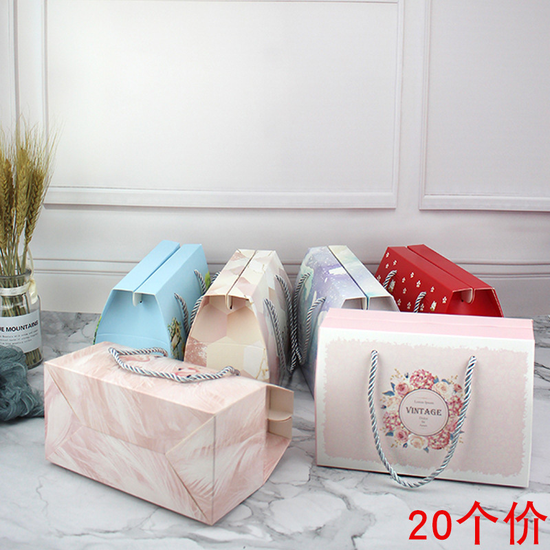 Nougat 0.5kg Pack Packaging Box Snowflake Crisp Mung Bean Cookies Nougat Biscuits Paper Box 20-Piece Price Portable Gift Box