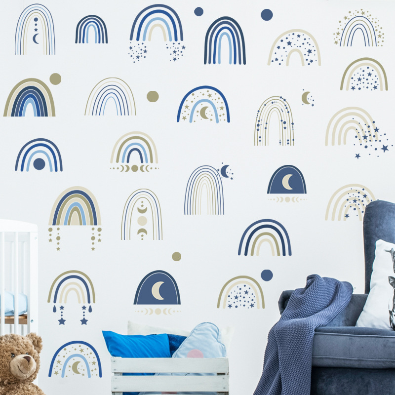 Amazon Small Cloud Decoration Stickers Children's Room Free Combination Rainbow Wall Stickers