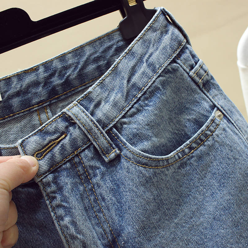 Picture of Trendy Brand Jeans Women's Autumn 2022 Summer New Loose High Waist Slimming Straight Cropped Harem Pants Beggar Ripped Pants