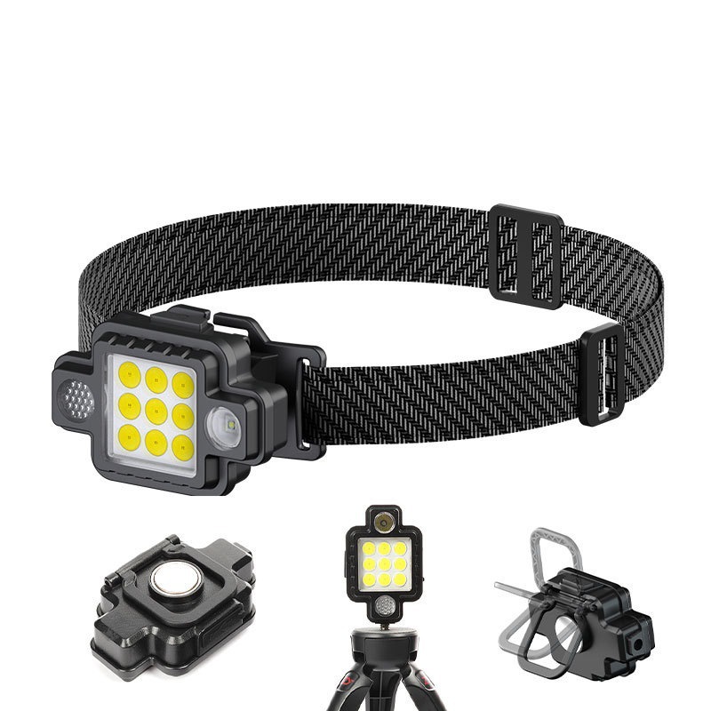 Cross-border new USB ultra-light magnetic headlamp COB headlamp red blue outdoor headlamp multi-use work lamp keychain