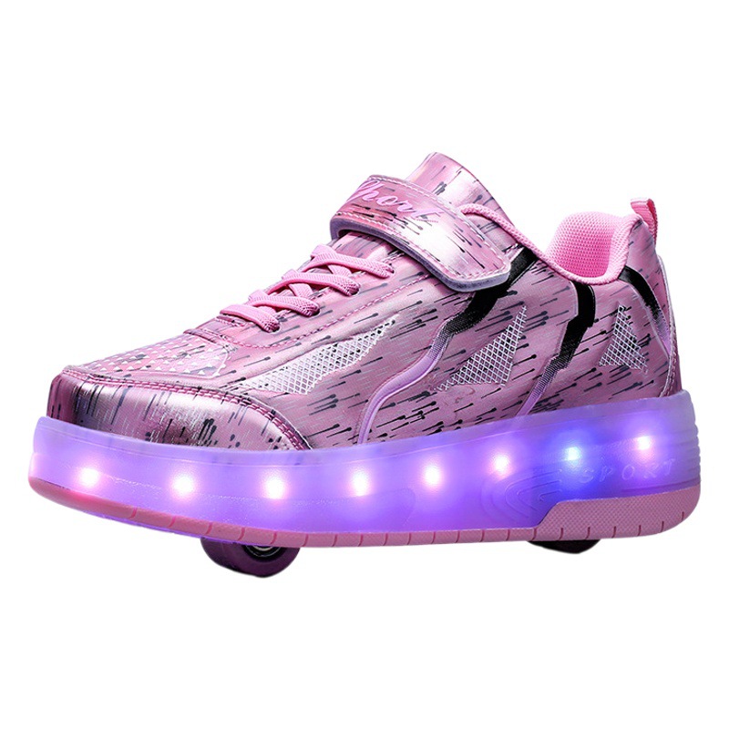 in stock wholesale children's heelby shoes automatic retractable meteor shower charging cool roller shoes birthday gift