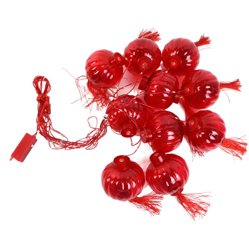 New Year's Decorative Lantern Red Lantern Curtain Lantern String Chinese Red Spring Festival Bedroom Shop Window Balcony Door Hanging Lights