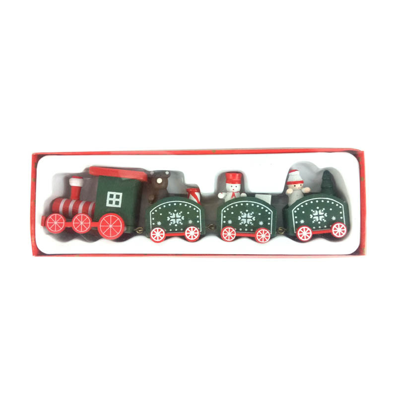 Picture of Strict selection of Christmas decorations Christmas wooden train children's kindergarten Christmas gift window ornaments
