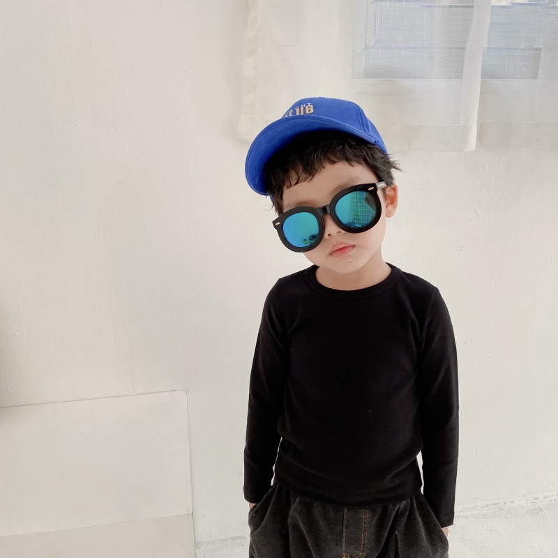 Picture of Children's Pure Cotton Thermal Underwear Boys' Bottoming Shirt Autumn and Winter Girls' Autumn Clothes Single-Piece Top Mid-Children's Half-High Collar Baby