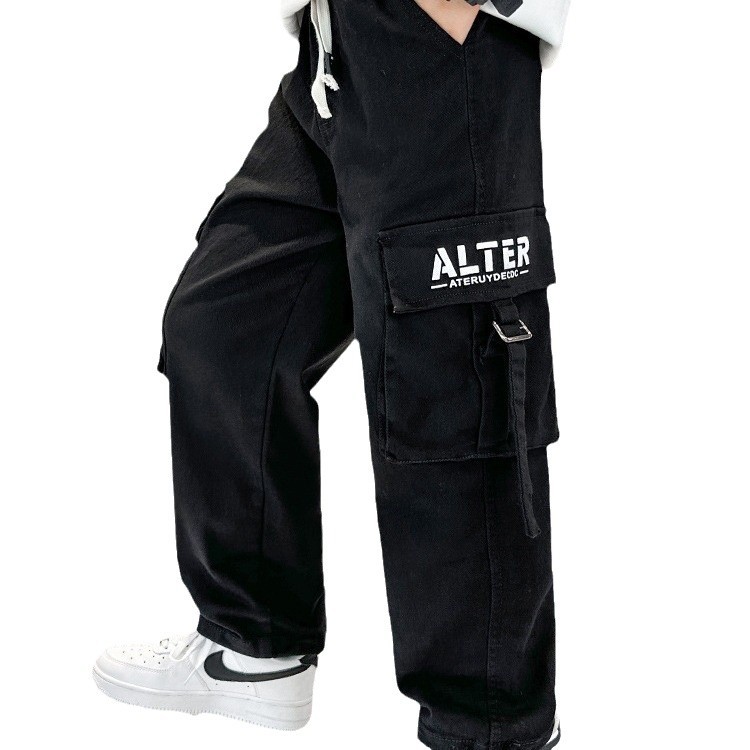 Picture of Boys' Autumn Pants Spring and Autumn 2024 New Children's Coil Pants Large Children's Straight Pants Boys Casual Pants