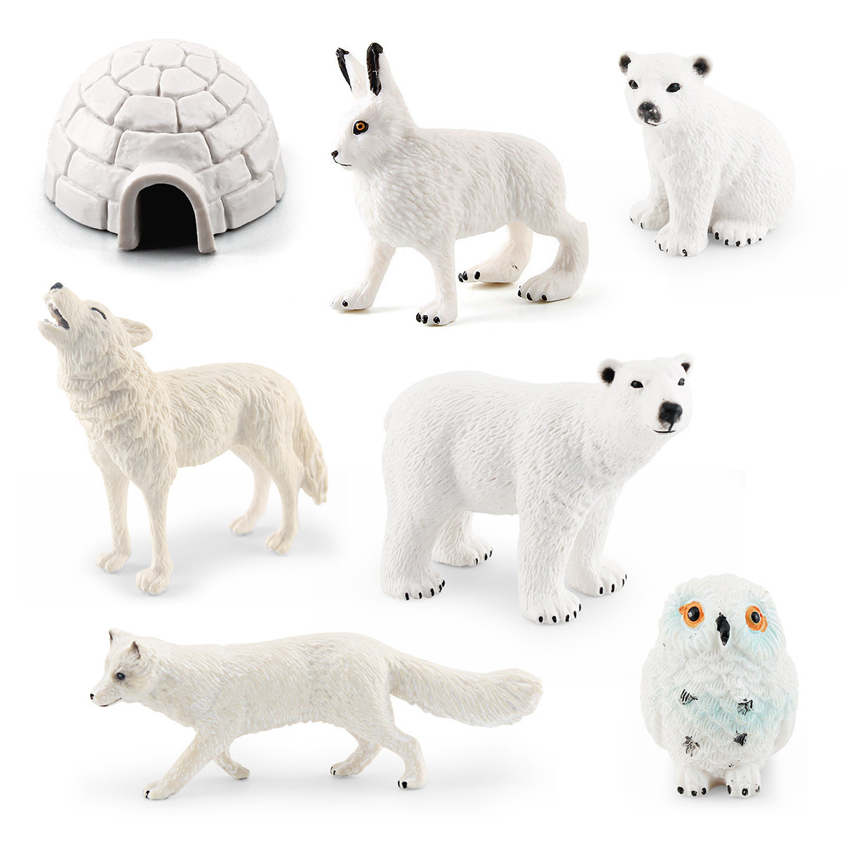 Cross-border simulation Arctic Rabbit White Fox owl polar bear White Wolf igloo polar wildlife model ornaments