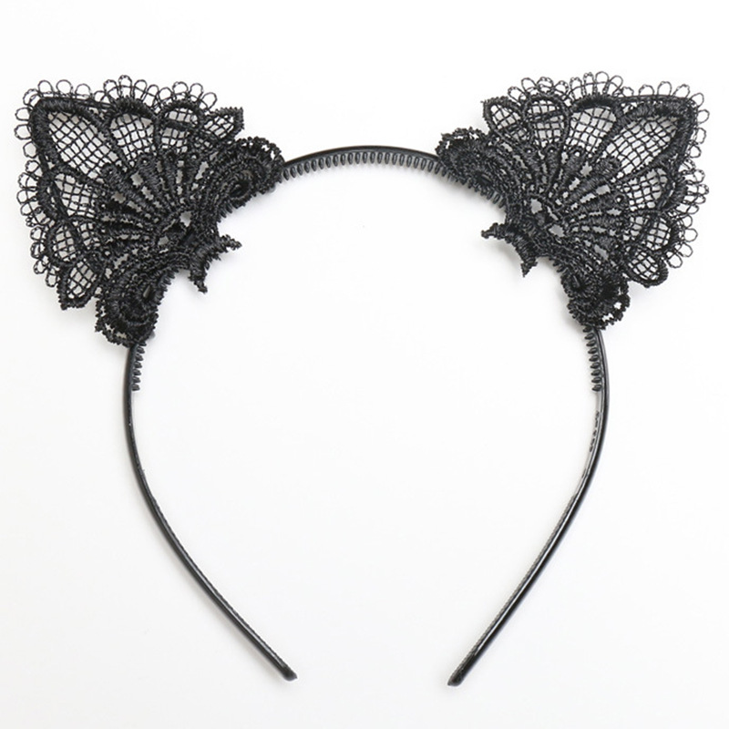 Picture of Water-soluble lace birthday party Halloween headdress headband hollow headband small ears 5022