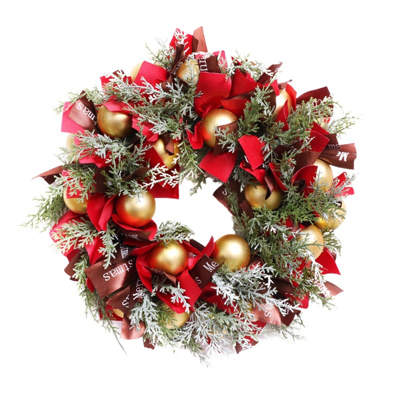 Amazon Cross-Border Christmas Decorations Christmas Balls Green Plants Ribbon Garland Door Hanging Wall Hanging