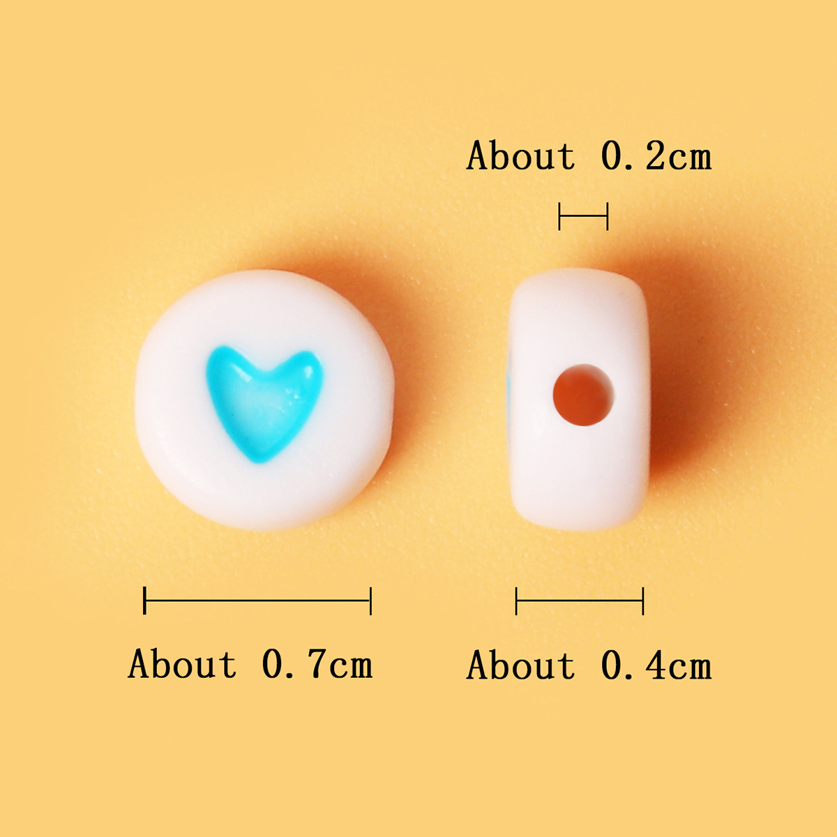Picture of Jewelry Accessories Acrylic Oil Dropping Love Flat Round Peach Heart Loose Beads Handmade diy Material Bracelet Bracelet