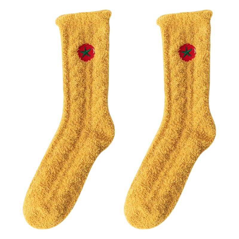 Coral fleece ladies tube socks thick warm home socks fruit socks floor socks moon loose socks wholesale