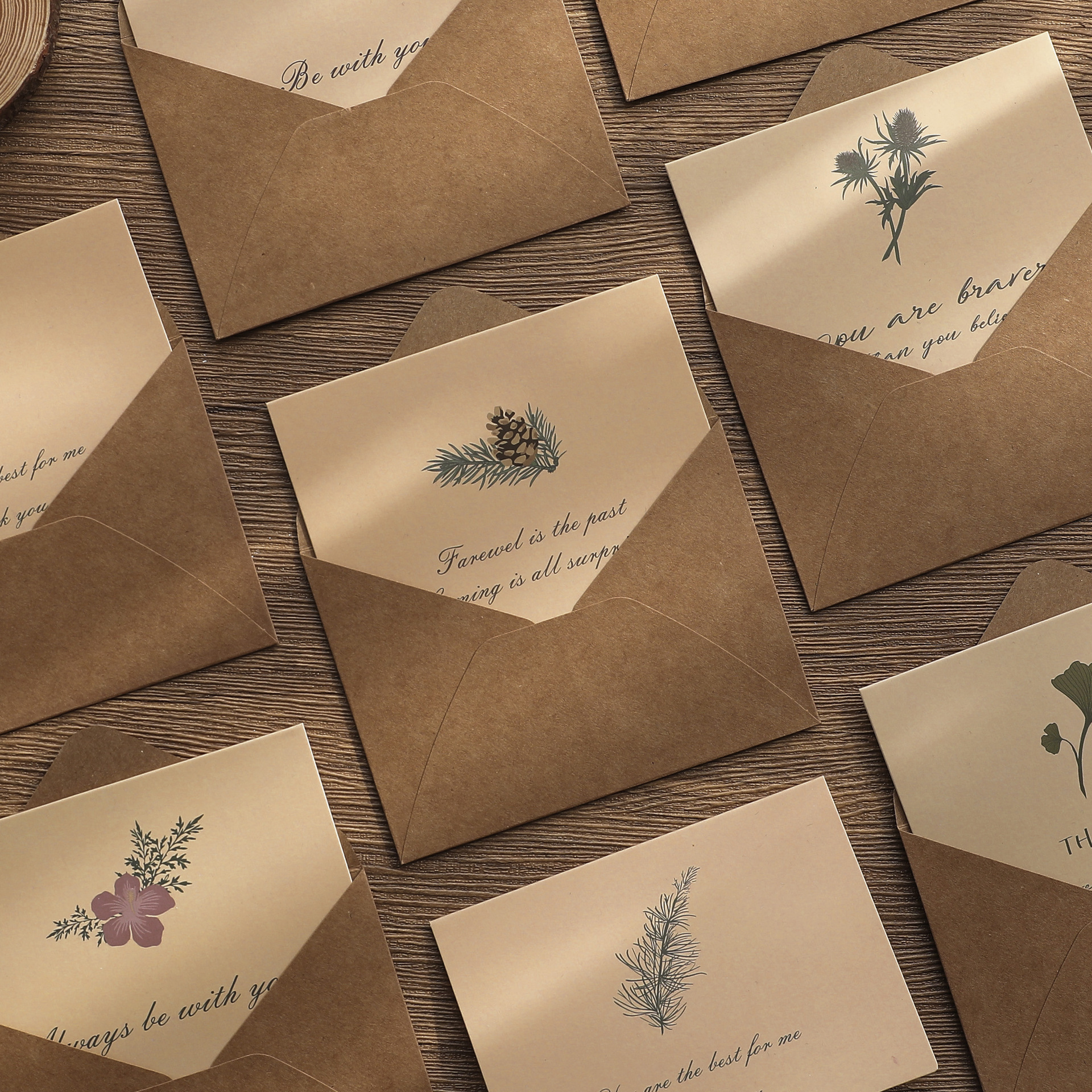 Simple ins style vintage plant Kraft paper postcard couple goddess day greeting card handwritten birthday blessing card