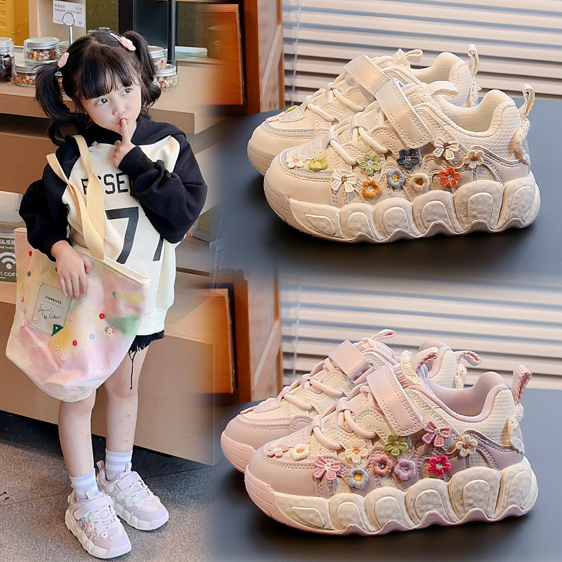 Girls shoes autumn 2024 new non-slip running children's sneaker light soft bottom Torre shoes girls explosions