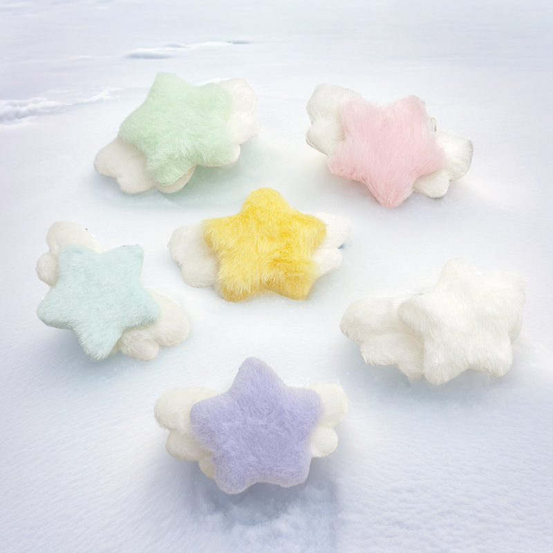 Picture of Autumn and winter style candy color plush star wings children's headwear accessories diy clothing bag scarf hat accessories