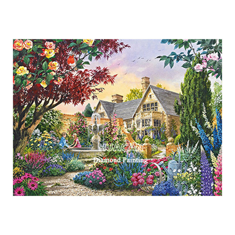 Picture of 5d diamond painting 2021 new full diamond back garden living room handmade crystal dot stick diamond brick sticker cross stitch