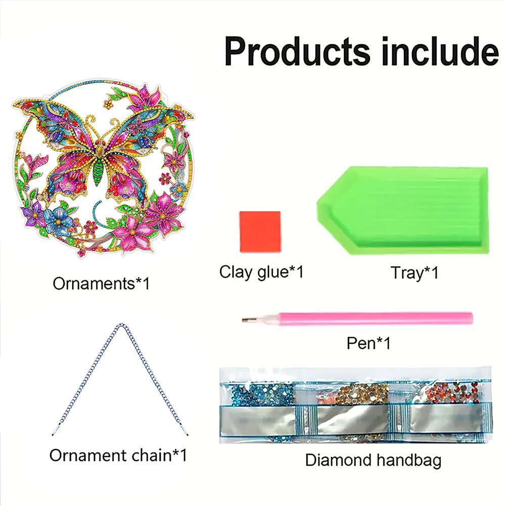 Picture of Cross-mirror new diamond painting acrylic material single-sided crystal diamond doorplate colorful butterfly style factory outlet
